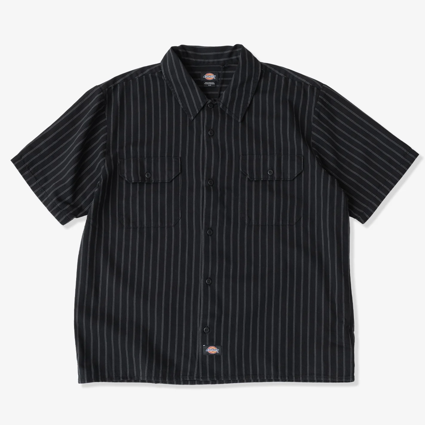 Dickies Worn In Striped Work Shirt (Black)