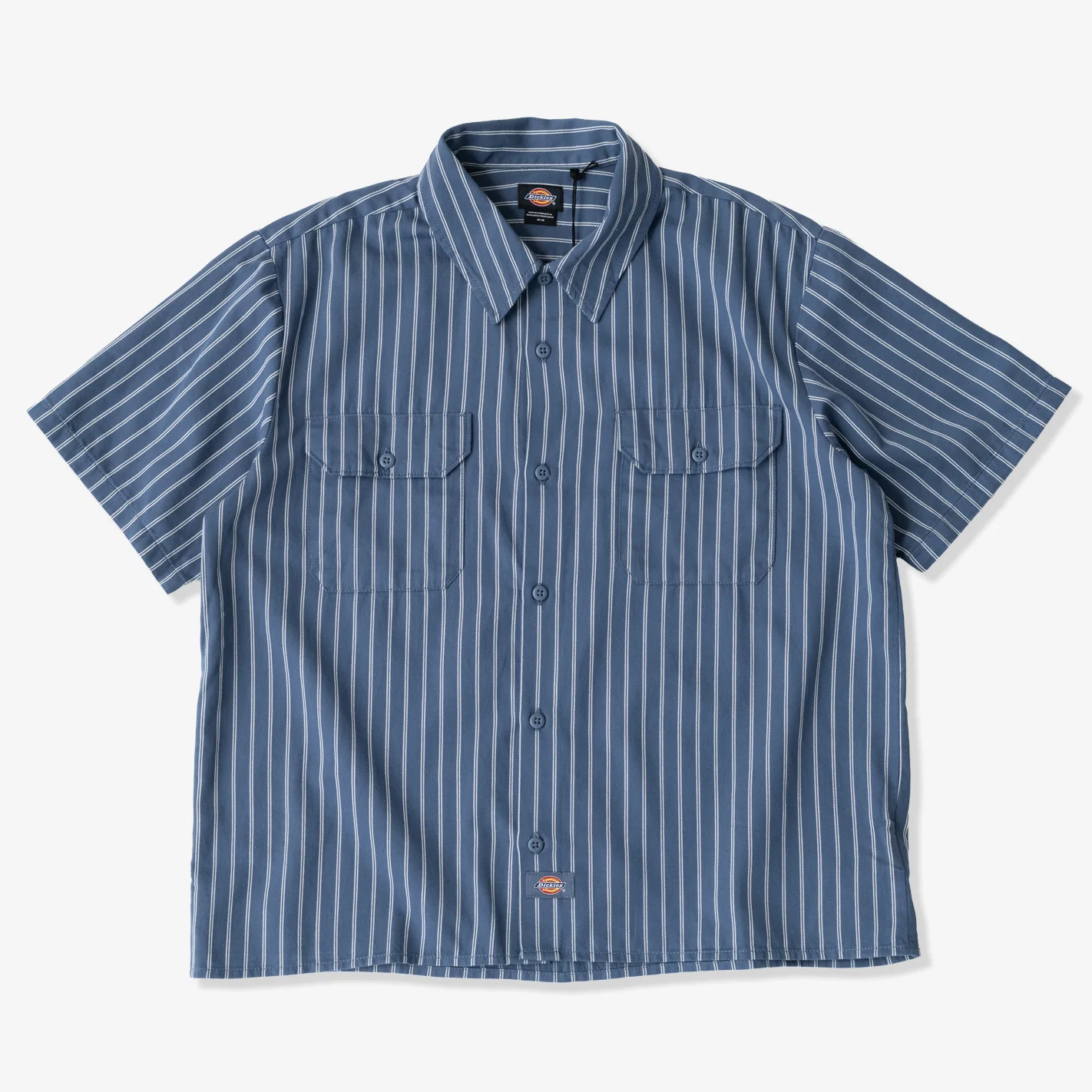 Dickies Worn In Striped Work Shirt (Indigo)