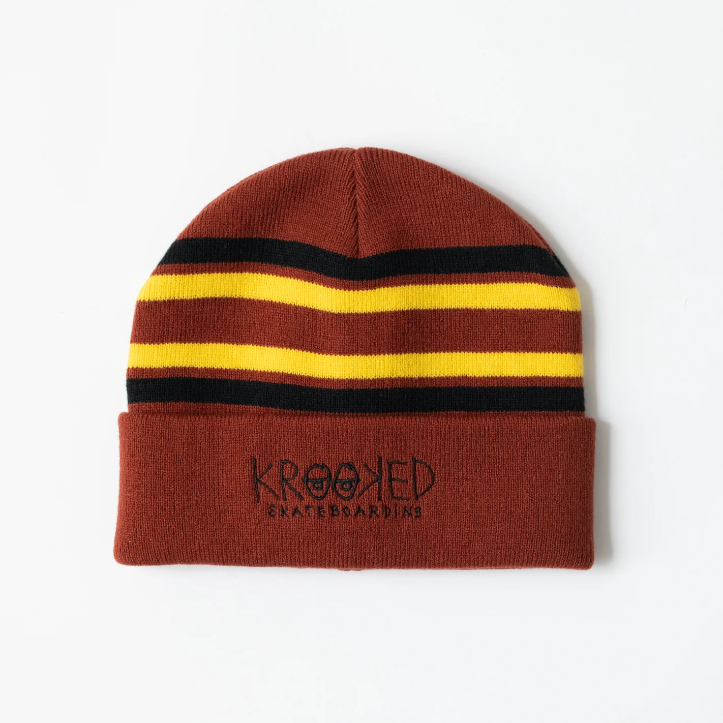 Krooked Eyes Cuff Beanie (Dark Red)
