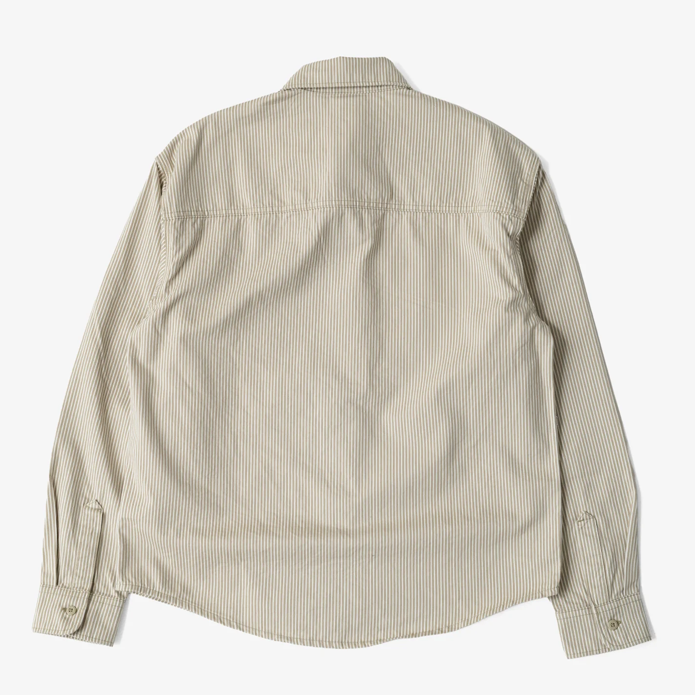 Dickies Long Sleeve Button Up (Khaki Stripe) - Image 2